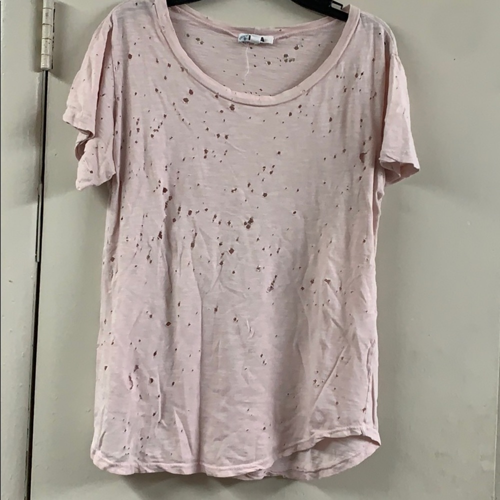 LNA distressed pink top